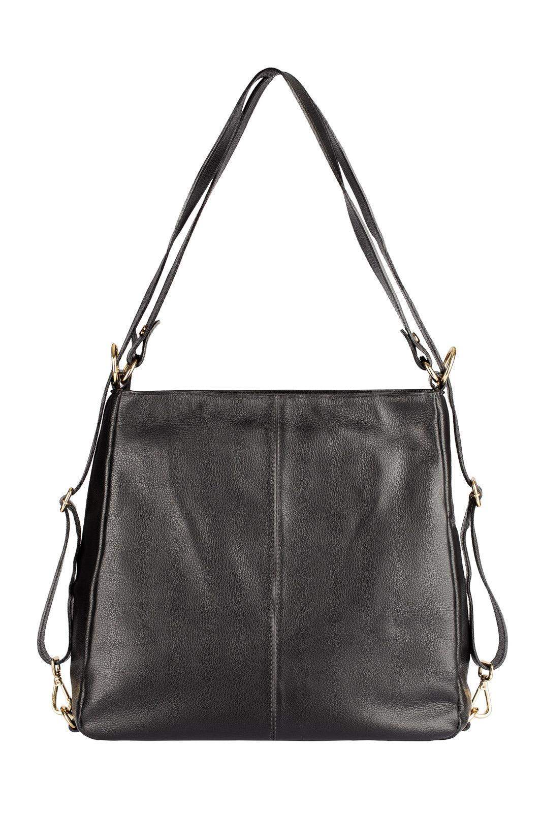 Bolsa mochila de couro liso Érica - Enluaze