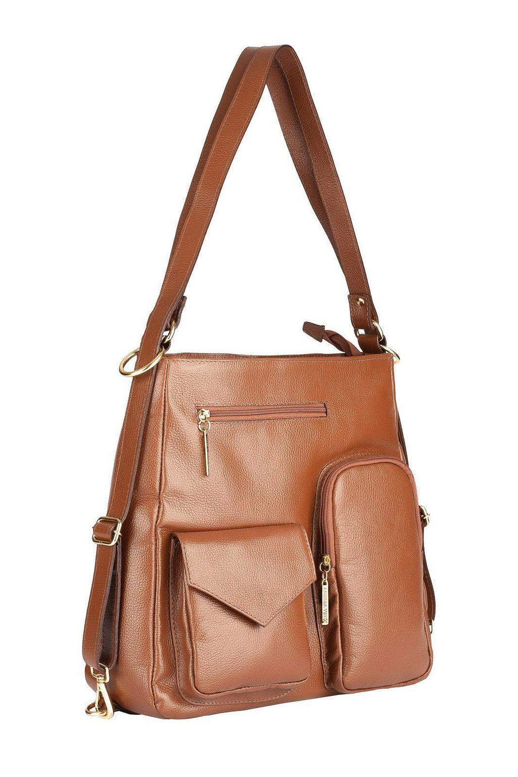 Bolsa mochila de couro liso Érica - Enluaze