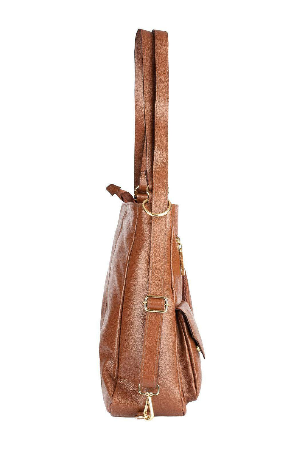 Bolsa mochila de couro liso Érica - Enluaze