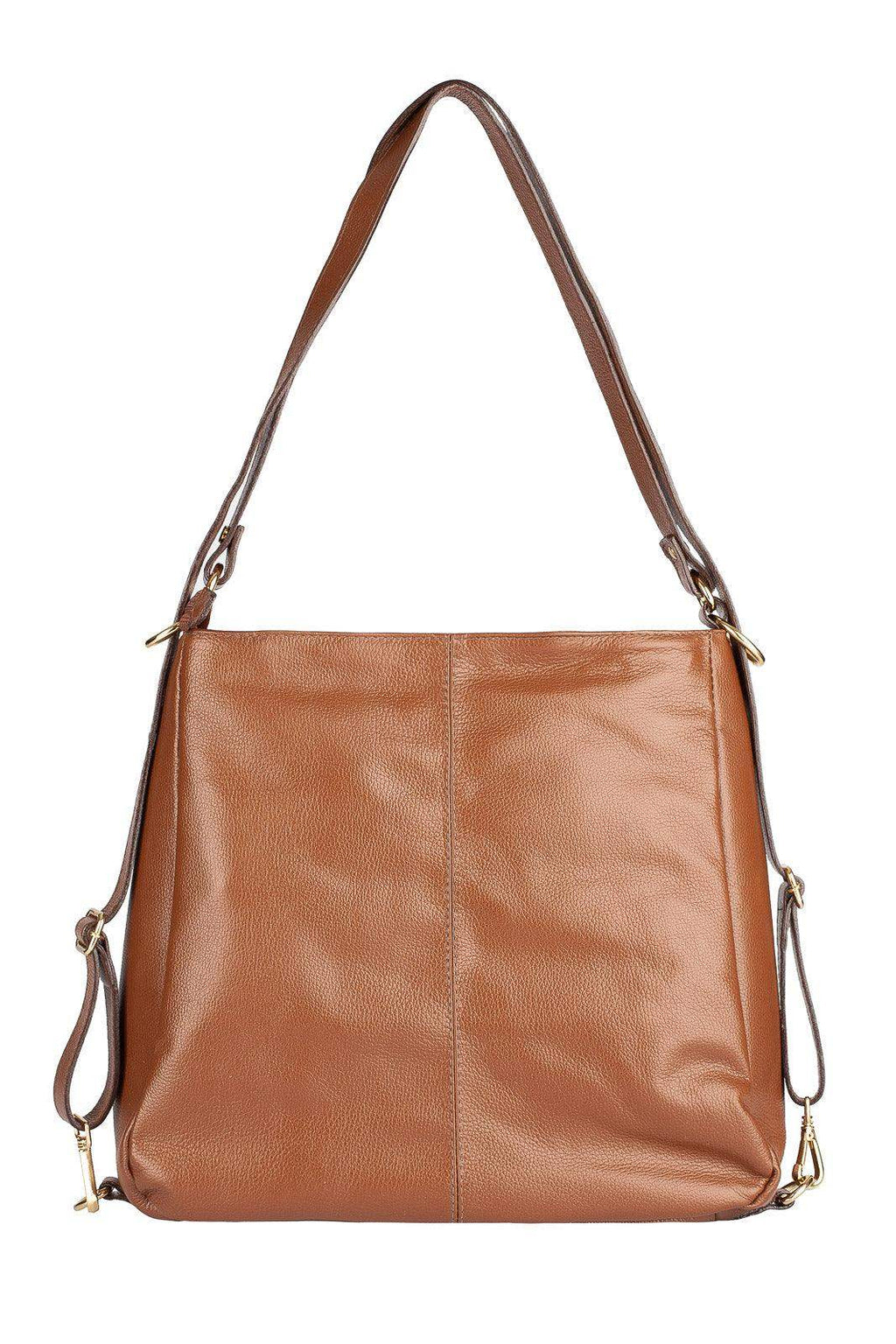 Bolsa mochila de couro liso Érica - Enluaze