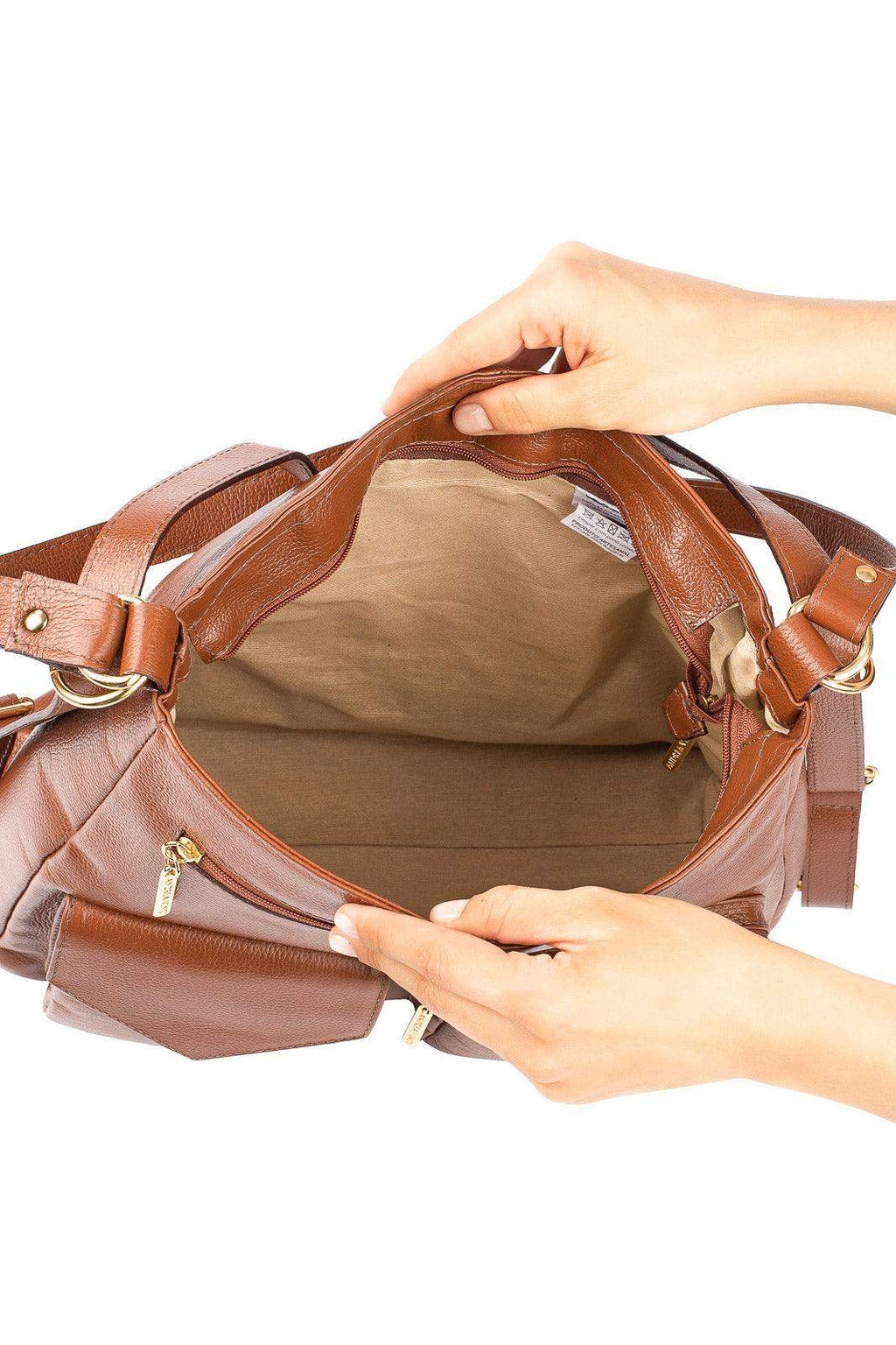 Bolsa mochila de couro liso Érica - Enluaze