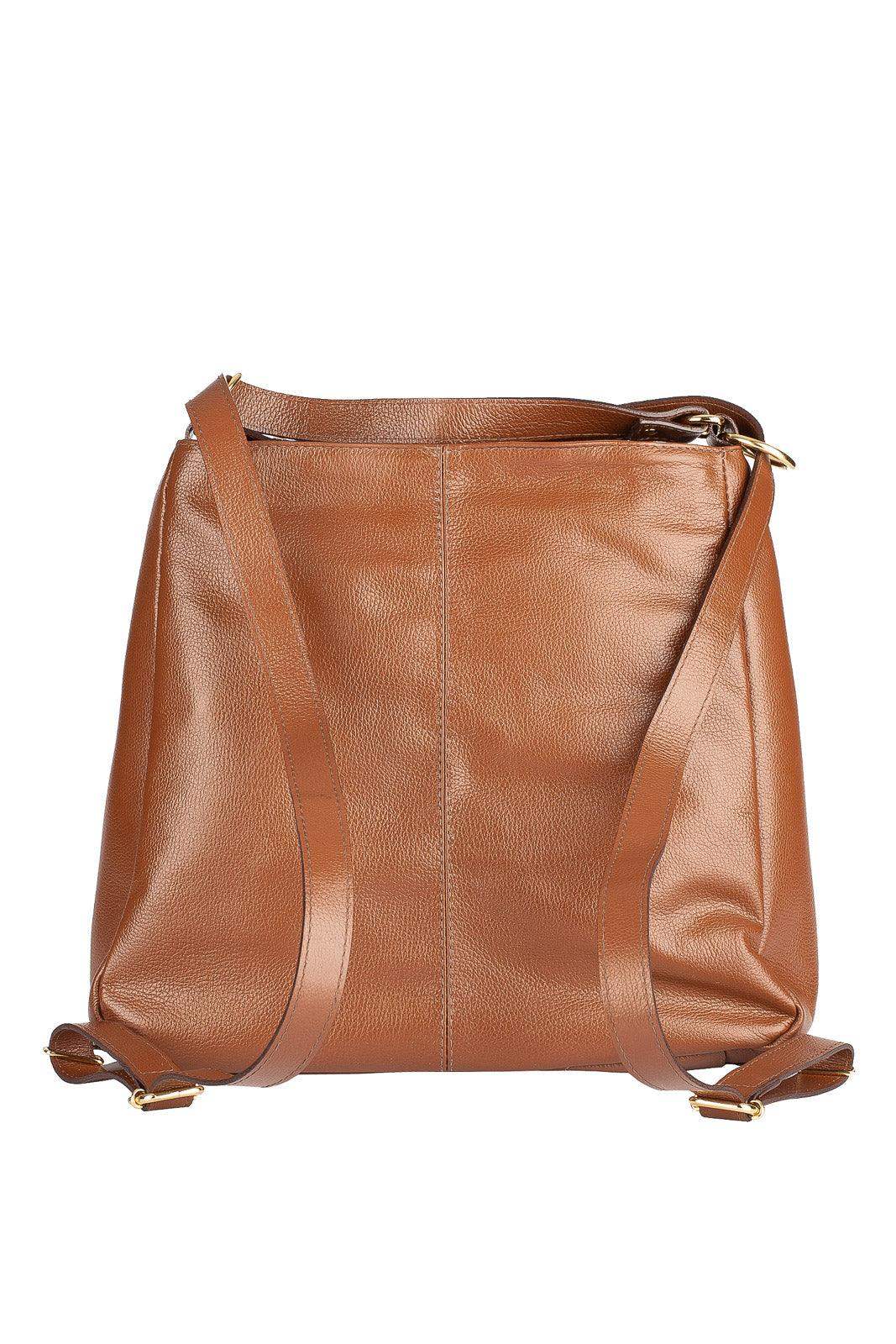 Bolsa mochila de couro liso Érica - Enluaze