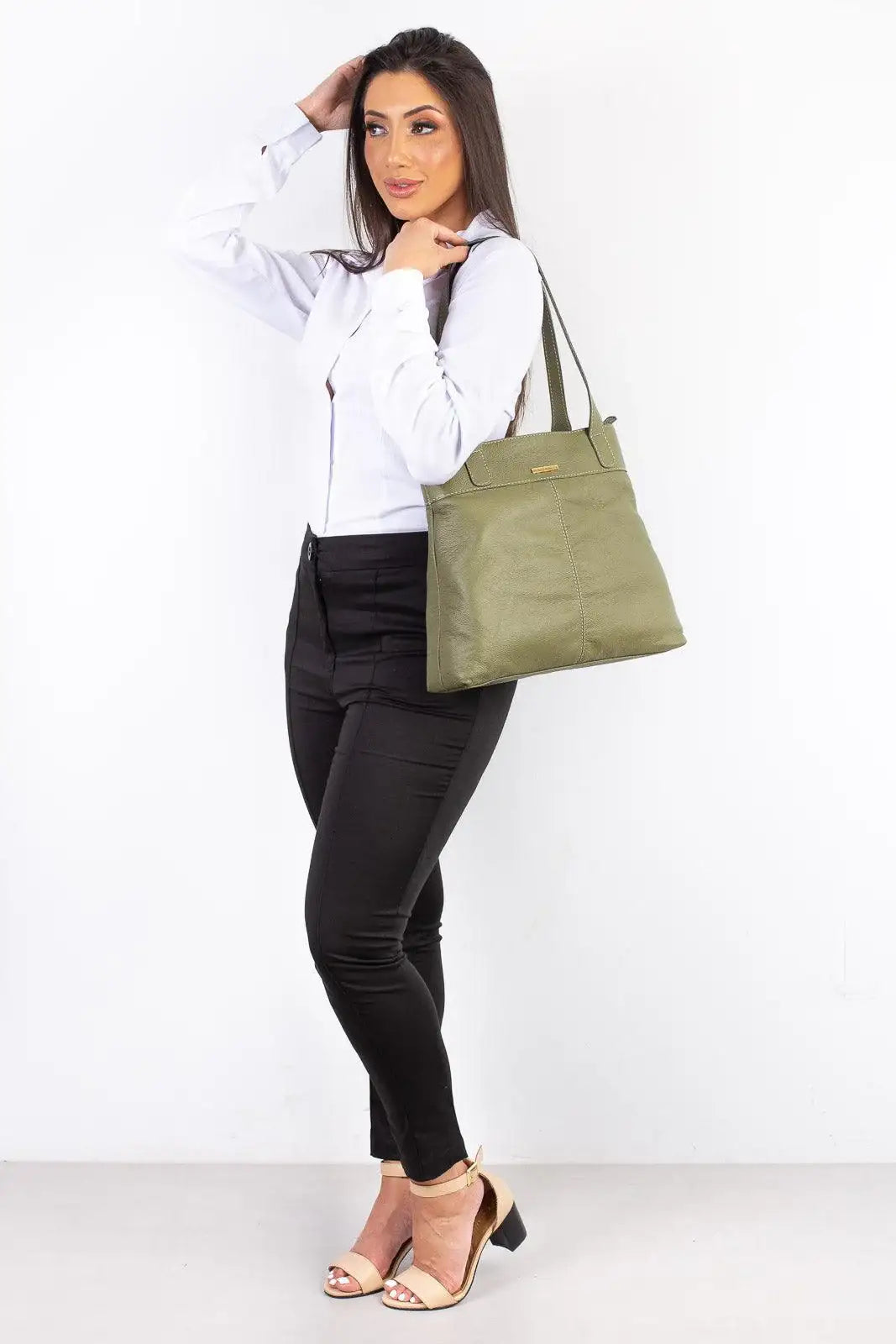 Bolsa de couro liso Abigail - Enluaze