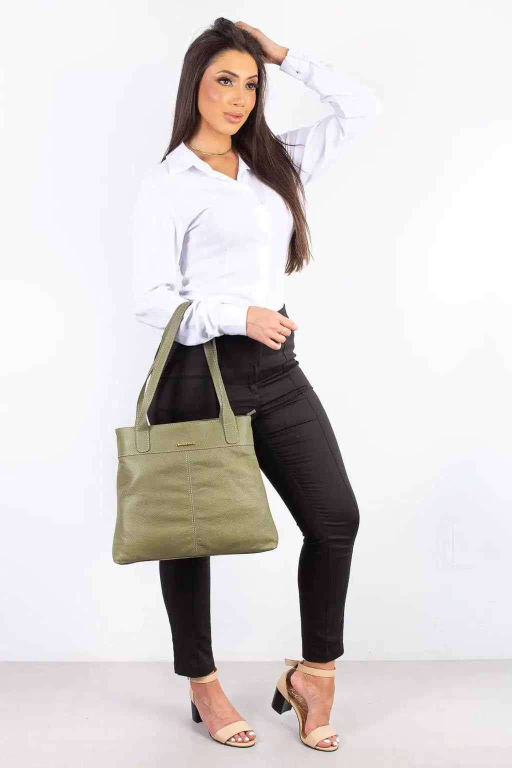 Bolsa de couro liso Abigail - Enluaze