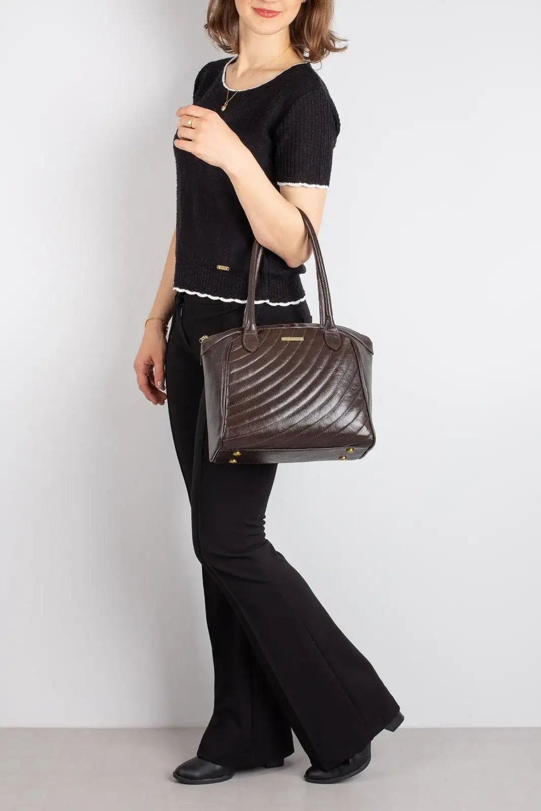 Bolsa de couro matelassê Rebeca - Enluaze