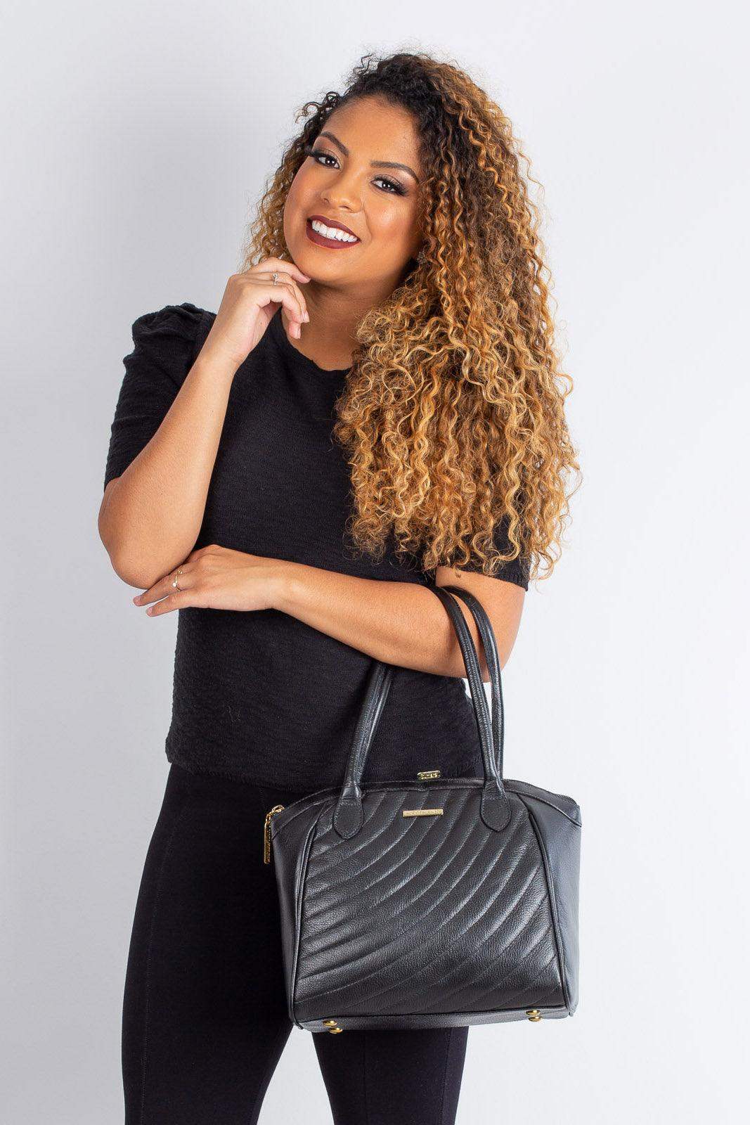 Bolsa de couro matelassê Rebeca - Enluaze