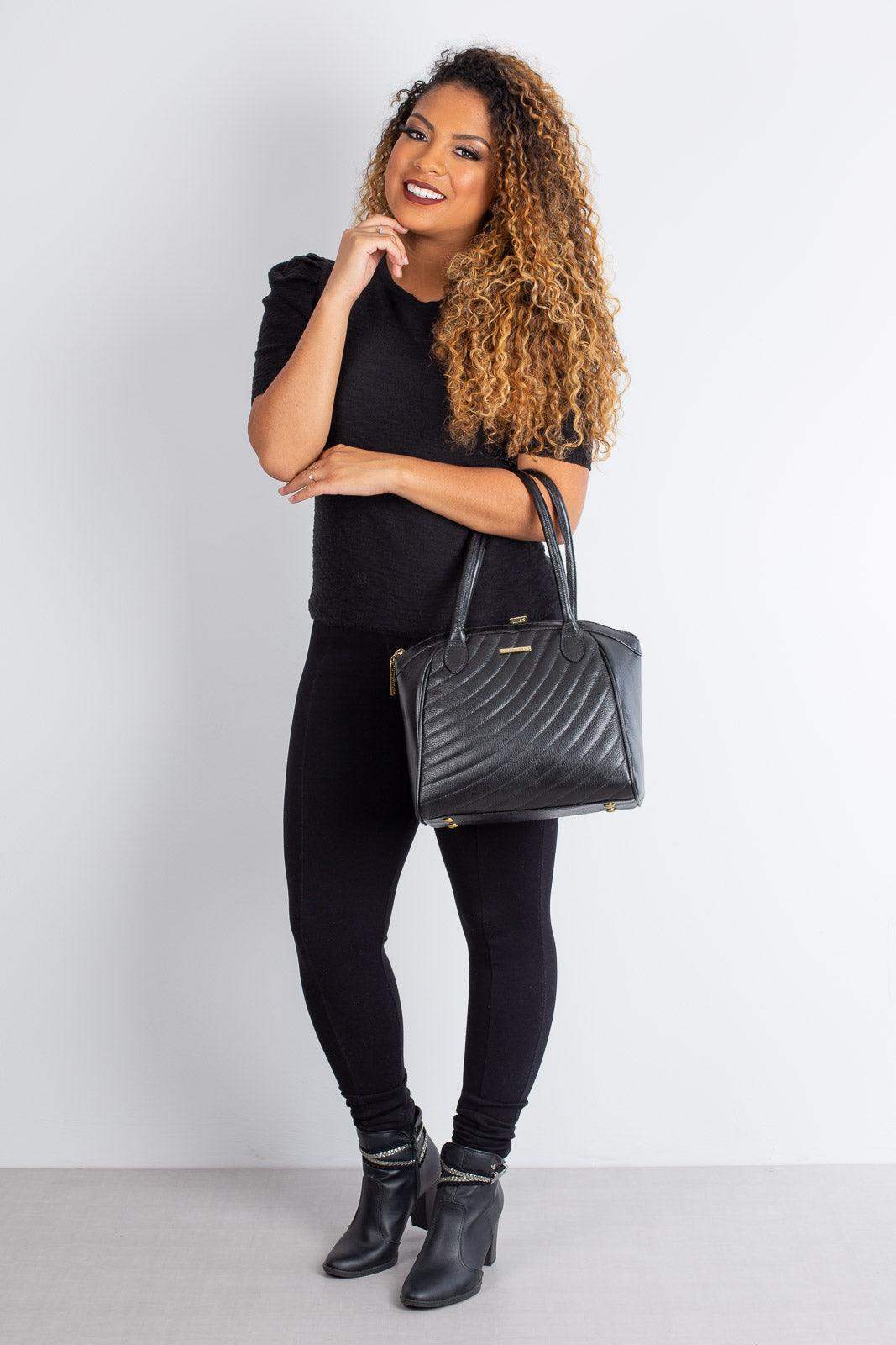 Bolsa de couro matelassê Rebeca - Enluaze