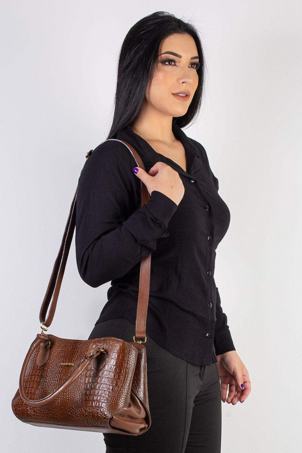 Bolsa estruturada de couro Monique - Enluaze