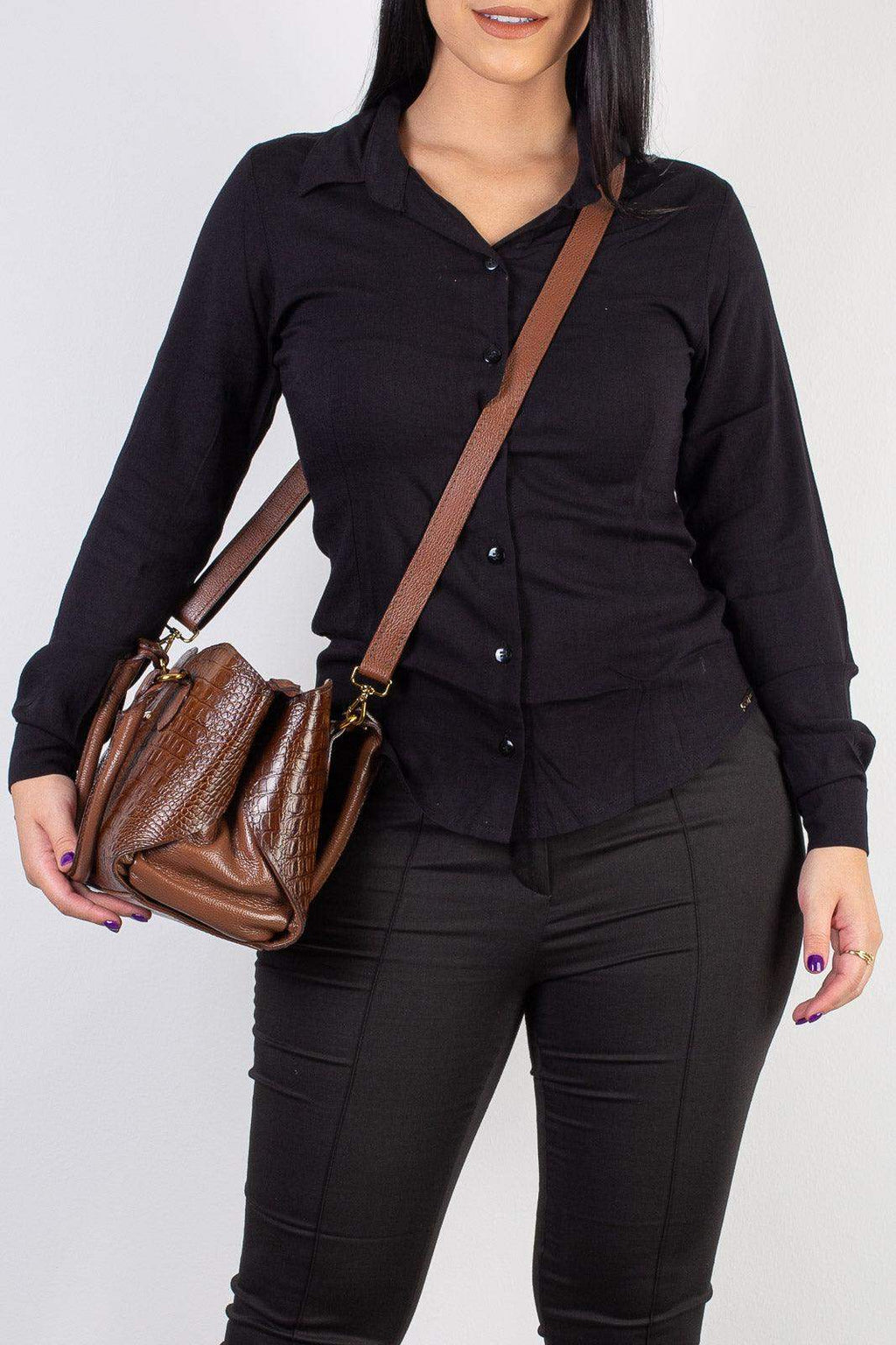 Bolsa estruturada de couro Monique - Enluaze