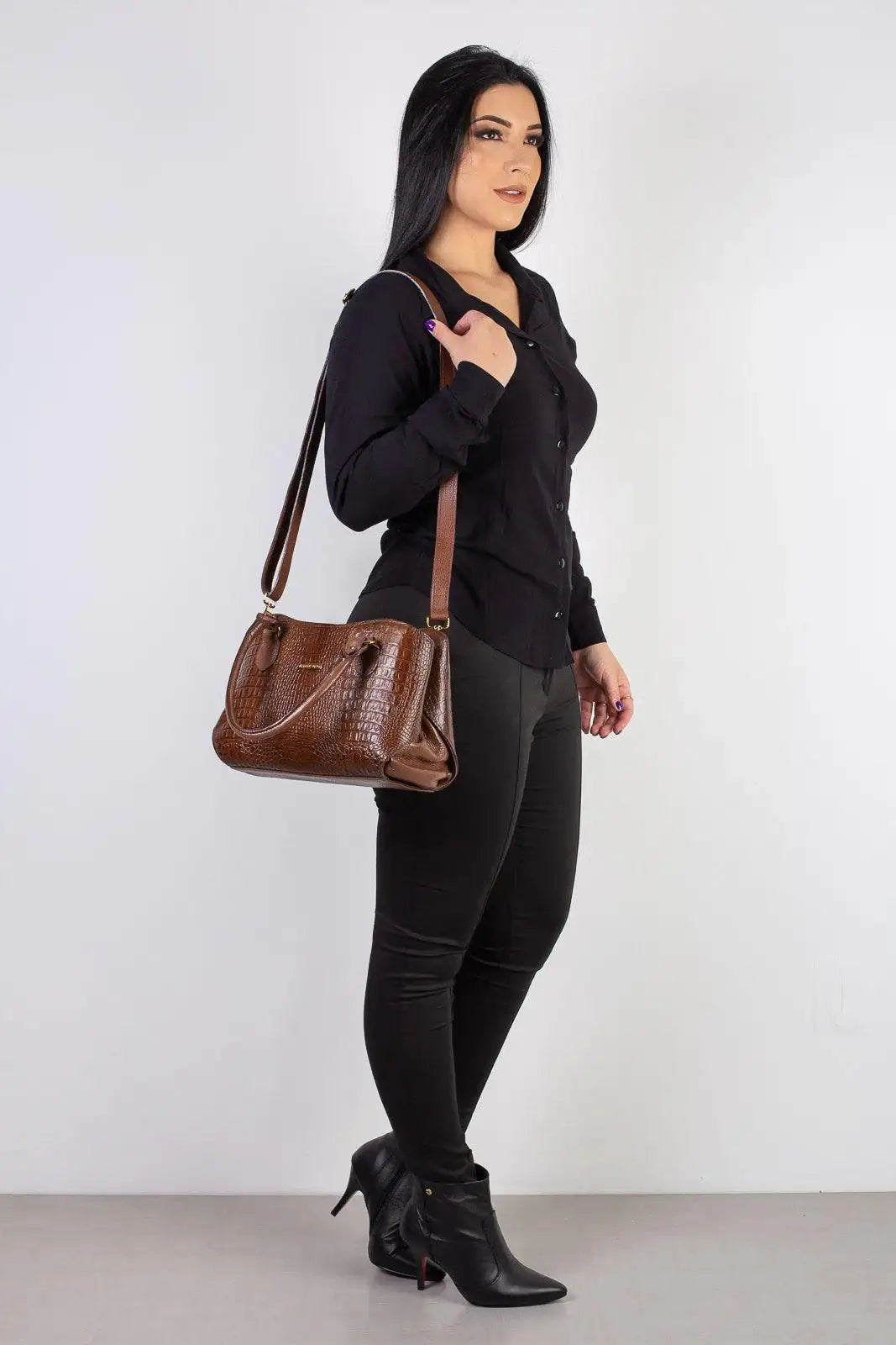 Bolsa estruturada de couro Monique - Enluaze