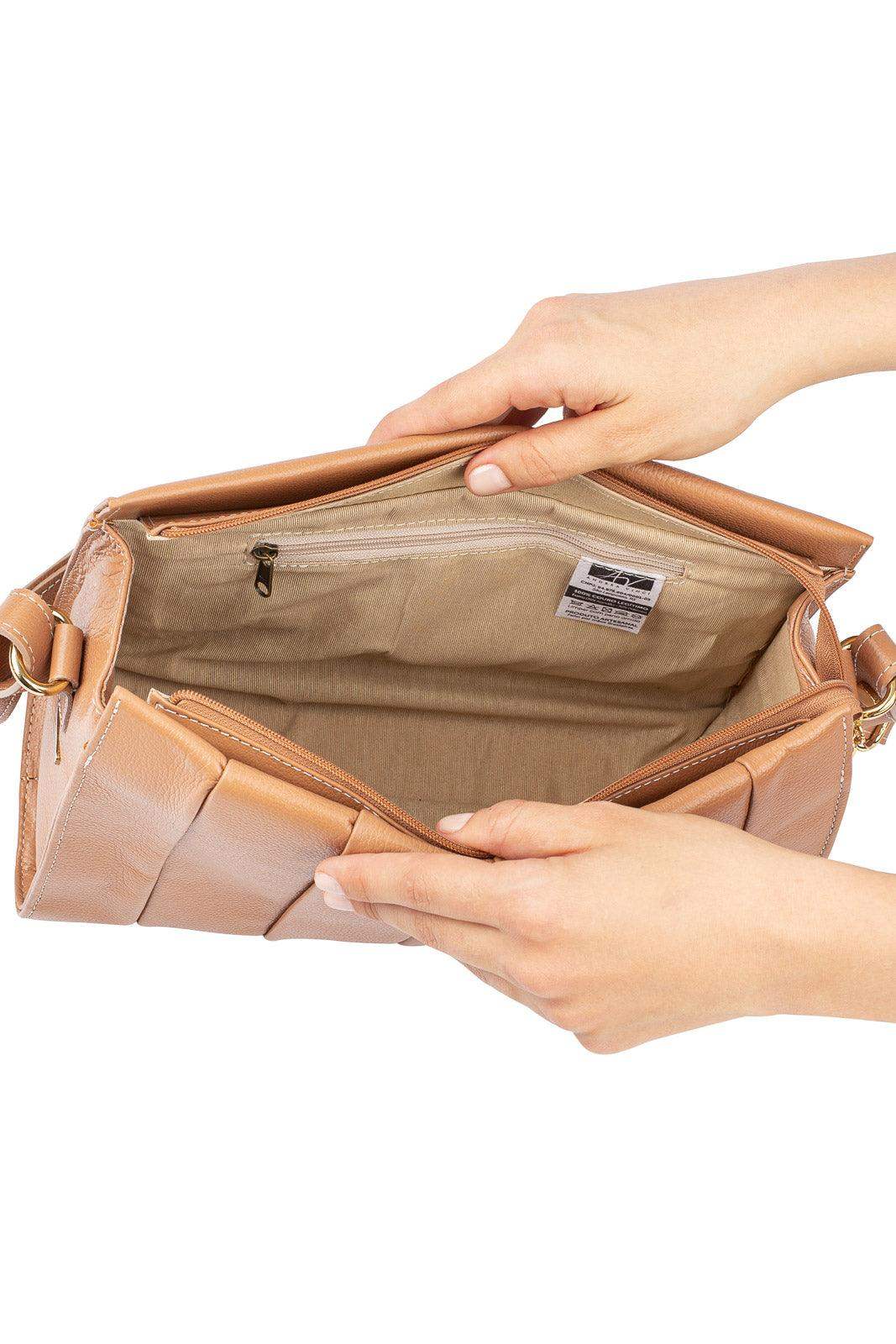 Bolsa de couro liso tiracolo Barbara - Enluaze