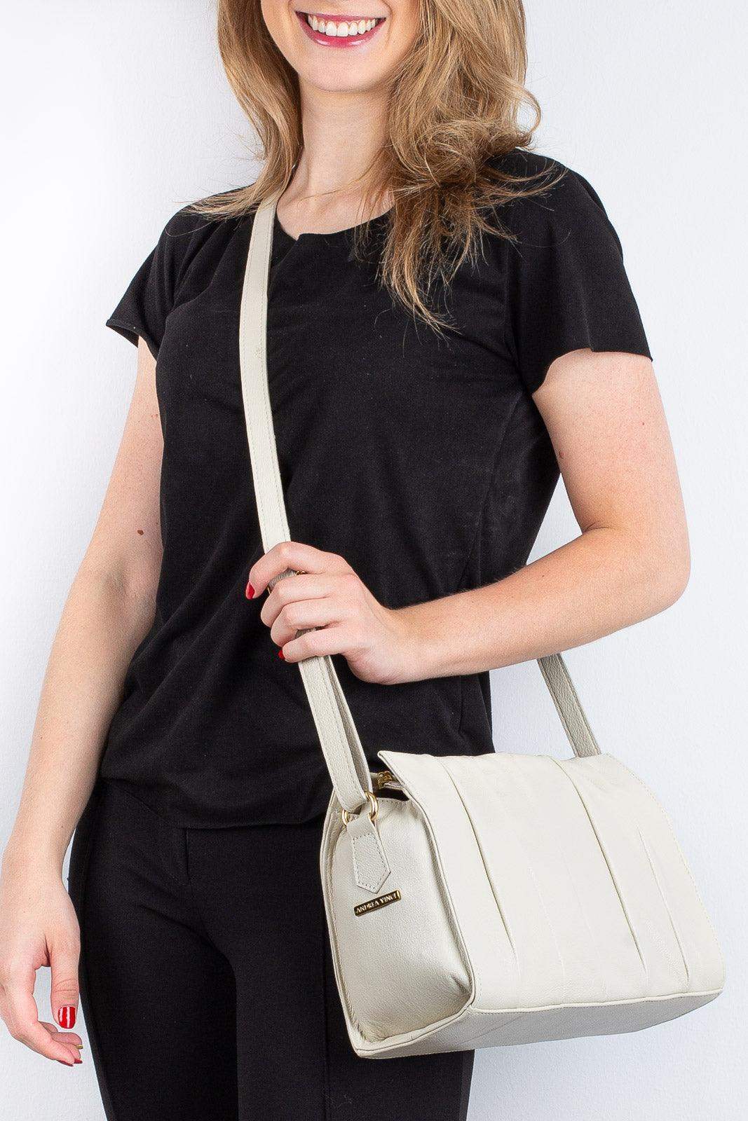 Bolsa de couro liso tiracolo Barbara - Enluaze