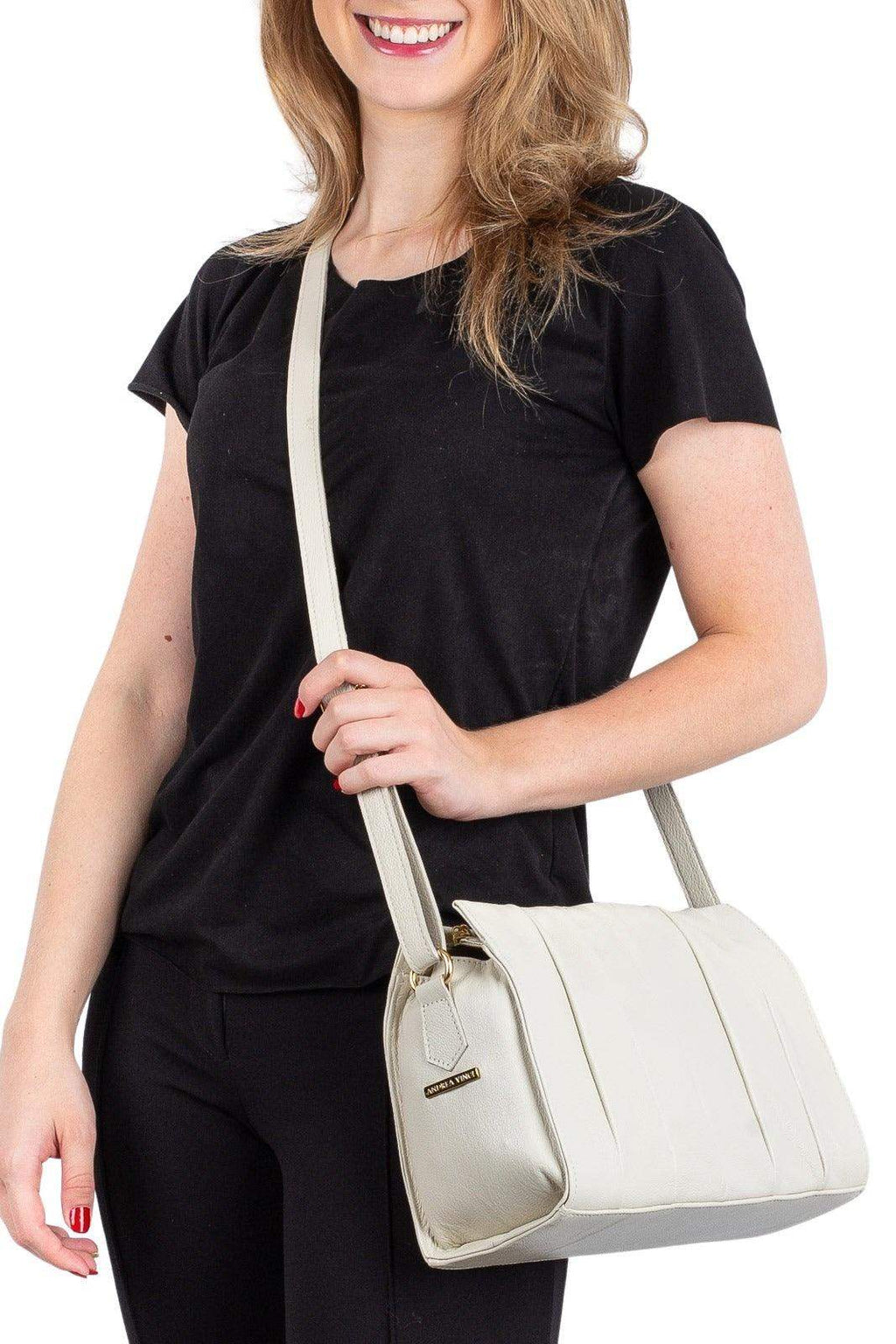 Bolsa de couro liso tiracolo Barbara - Enluaze