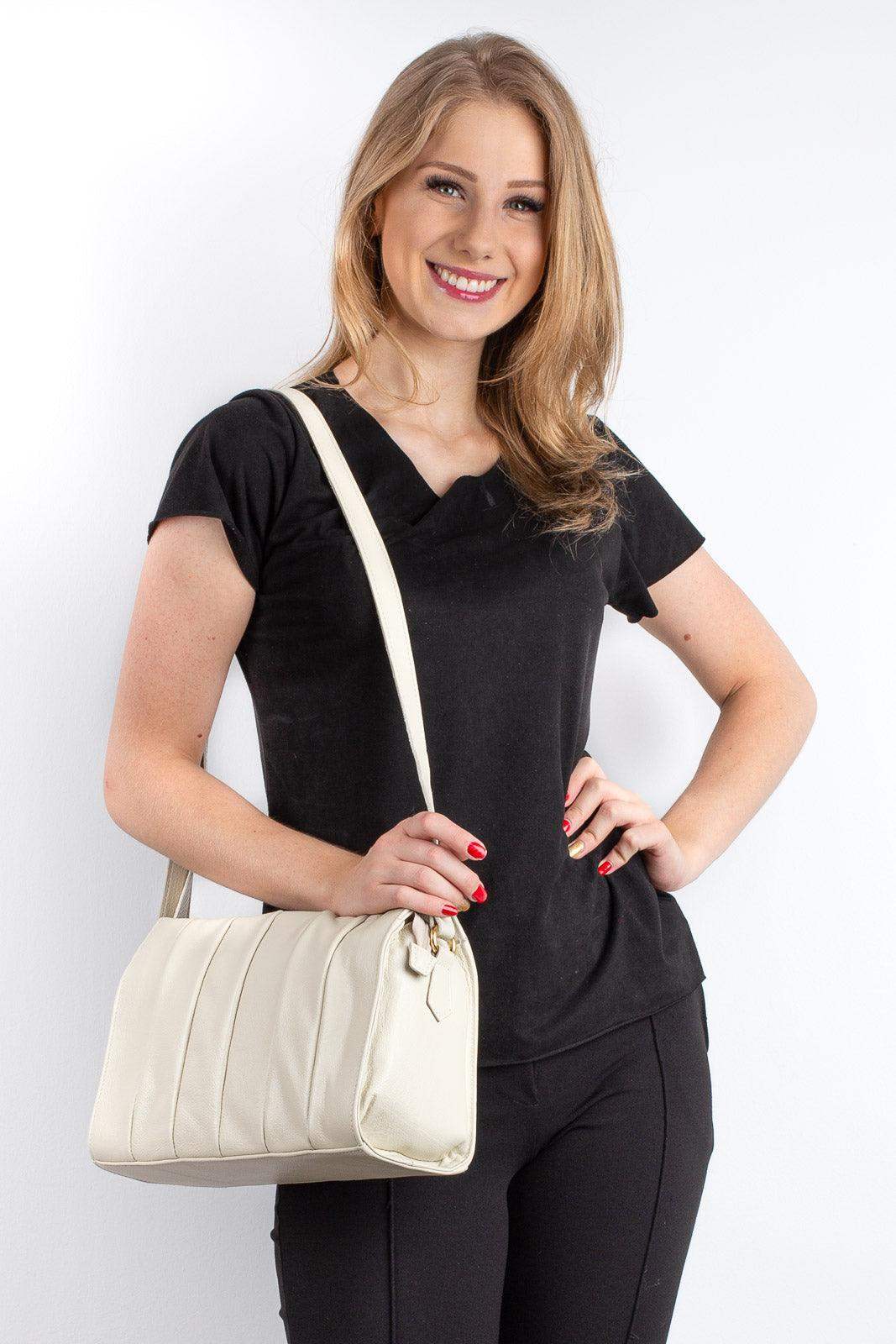 Bolsa de couro liso tiracolo Barbara - Enluaze