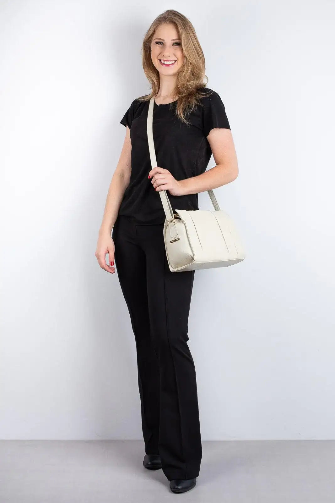 Bolsa de couro liso tiracolo Barbara - Enluaze