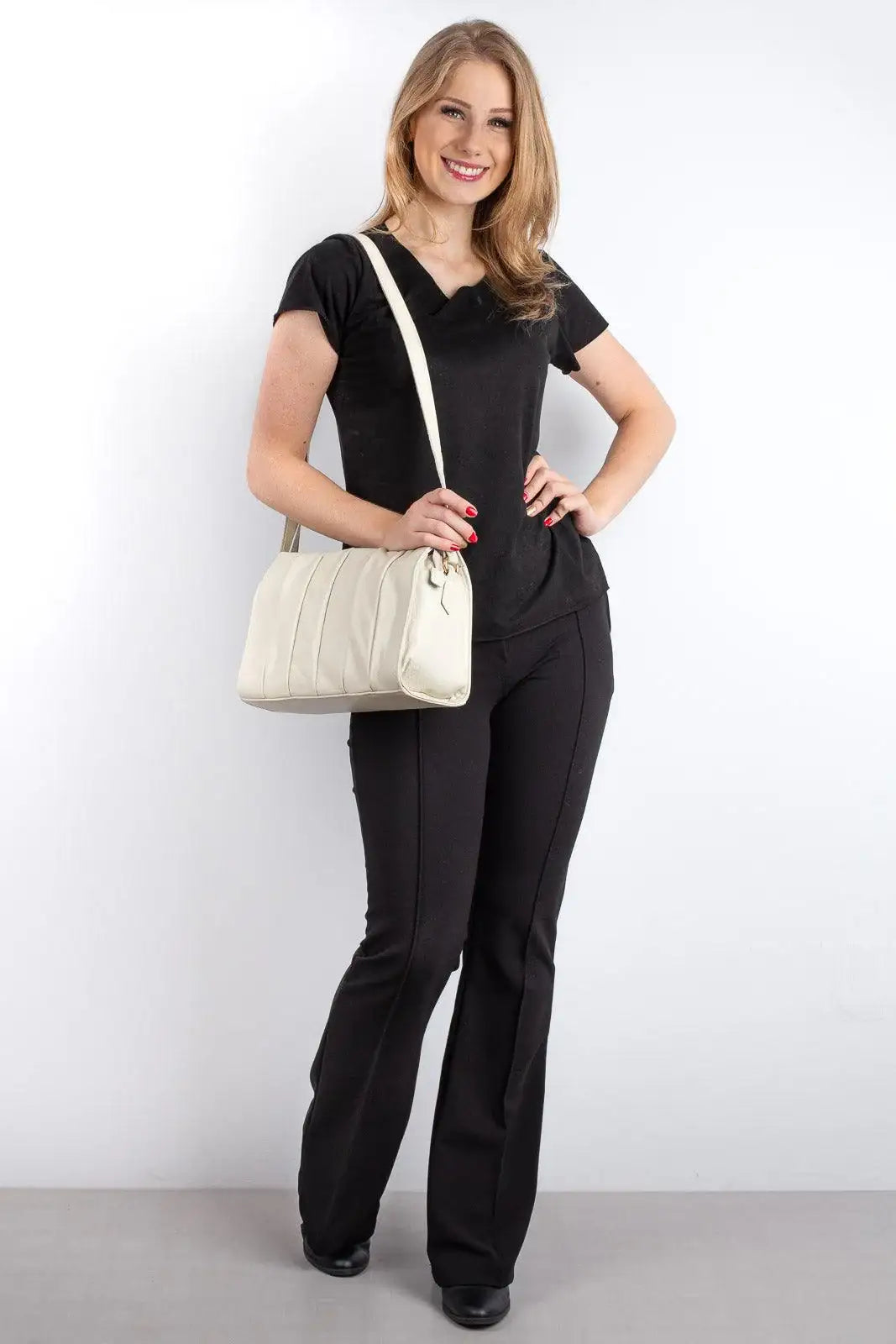 Bolsa de couro liso tiracolo Barbara - Enluaze