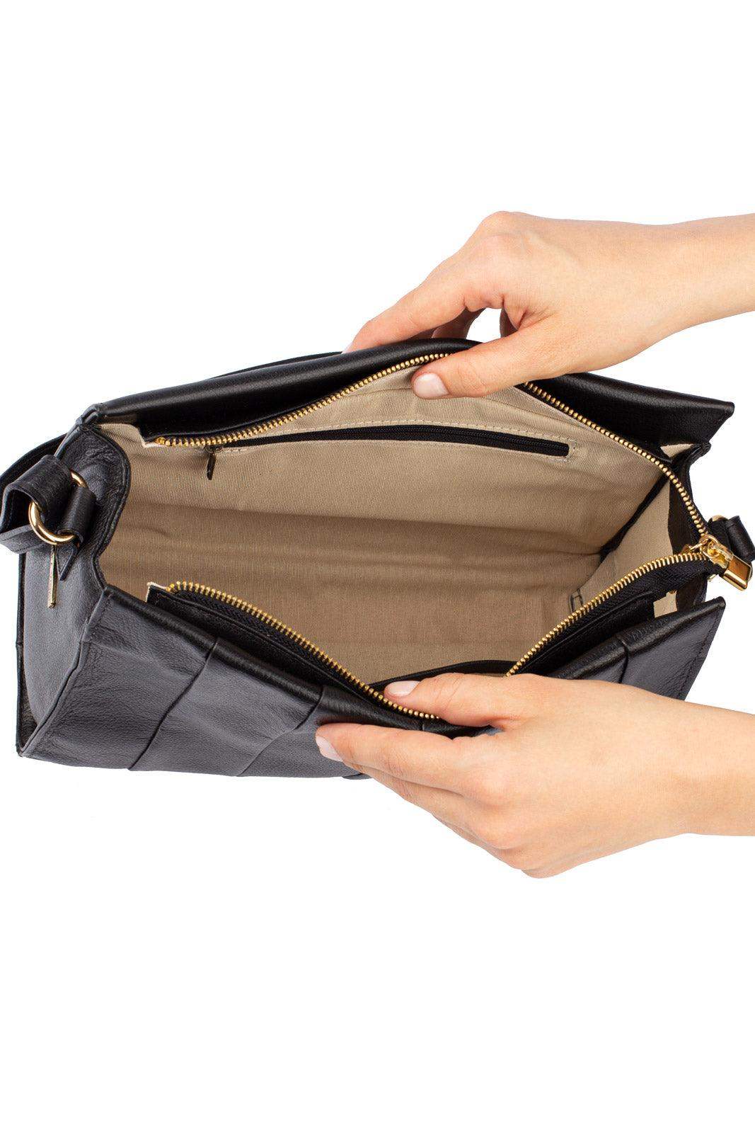 Bolsa de couro liso tiracolo Barbara - Enluaze