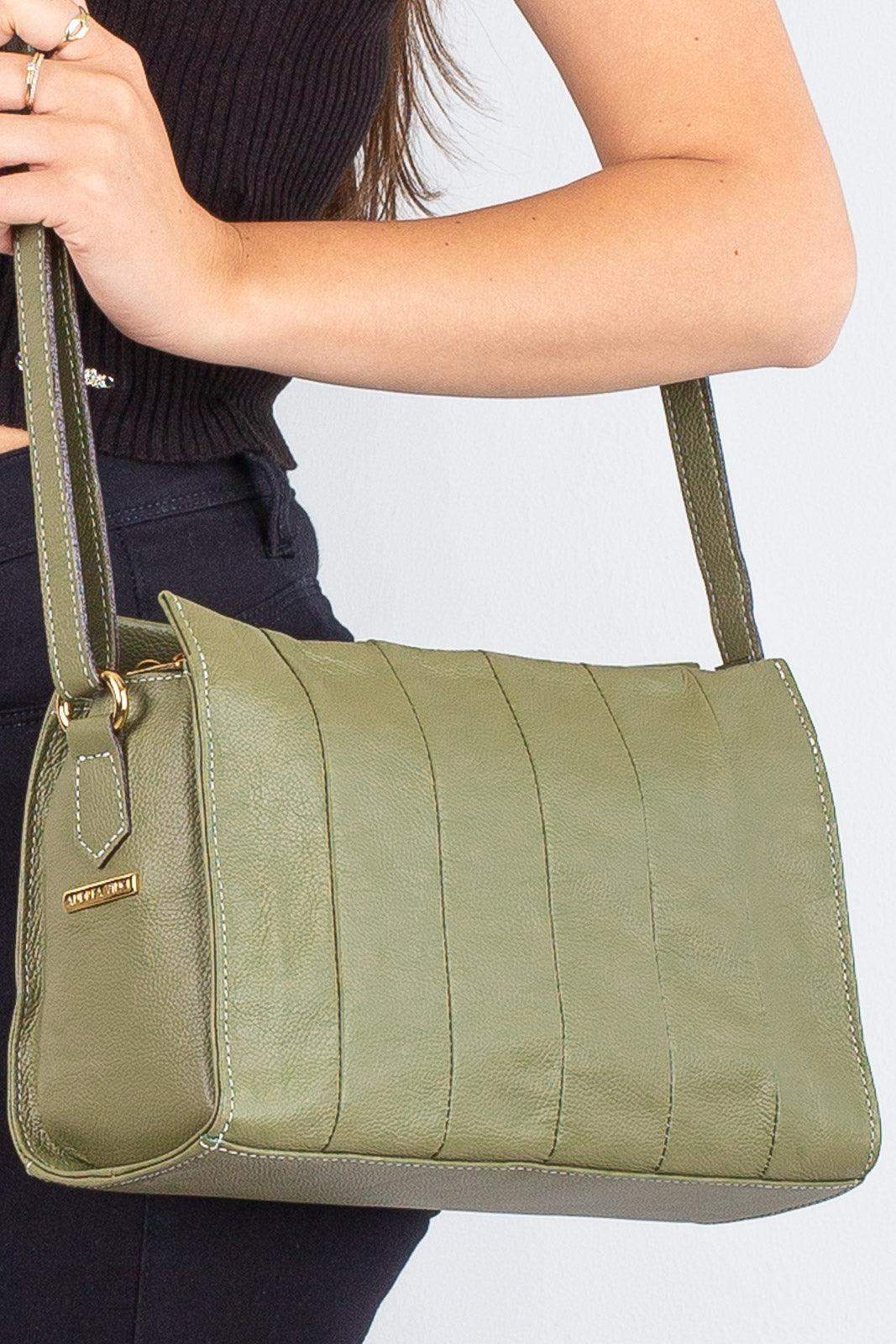 Bolsa de couro liso tiracolo Barbara - Enluaze