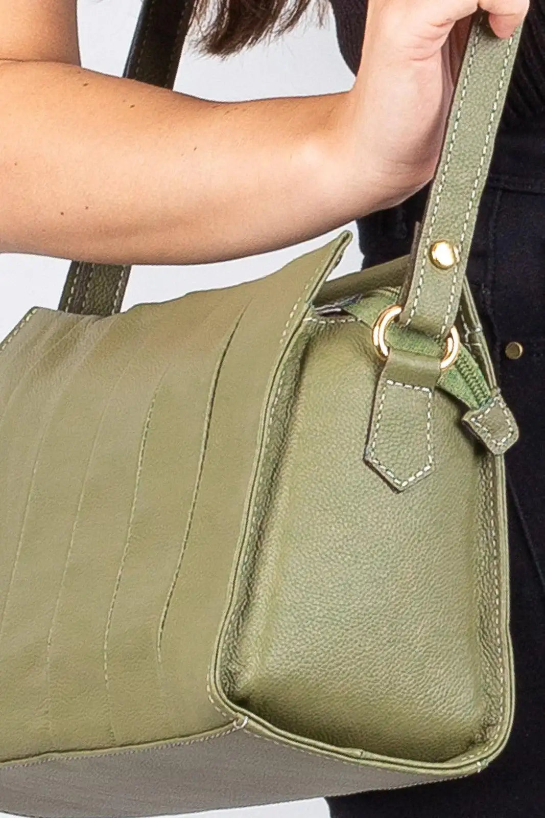 Bolsa de couro liso tiracolo Barbara - Enluaze