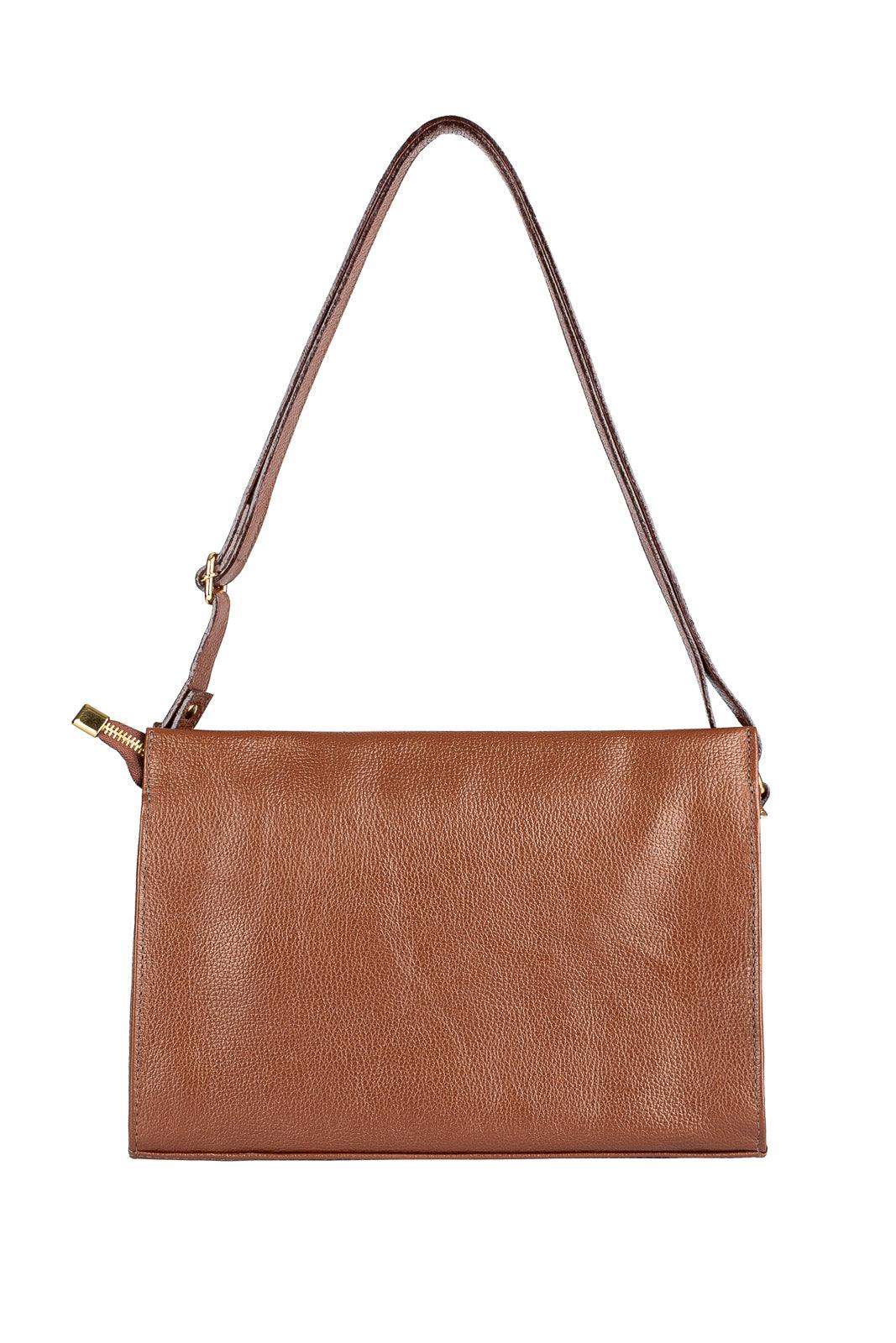 Bolsa de couro liso tiracolo Barbara - Enluaze