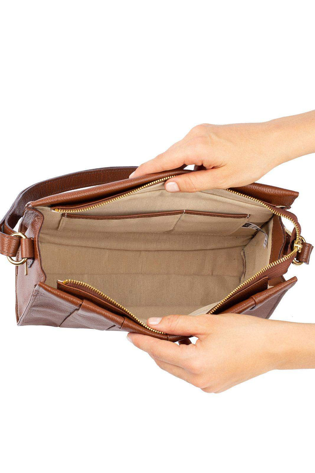 Bolsa de couro liso tiracolo Barbara - Enluaze