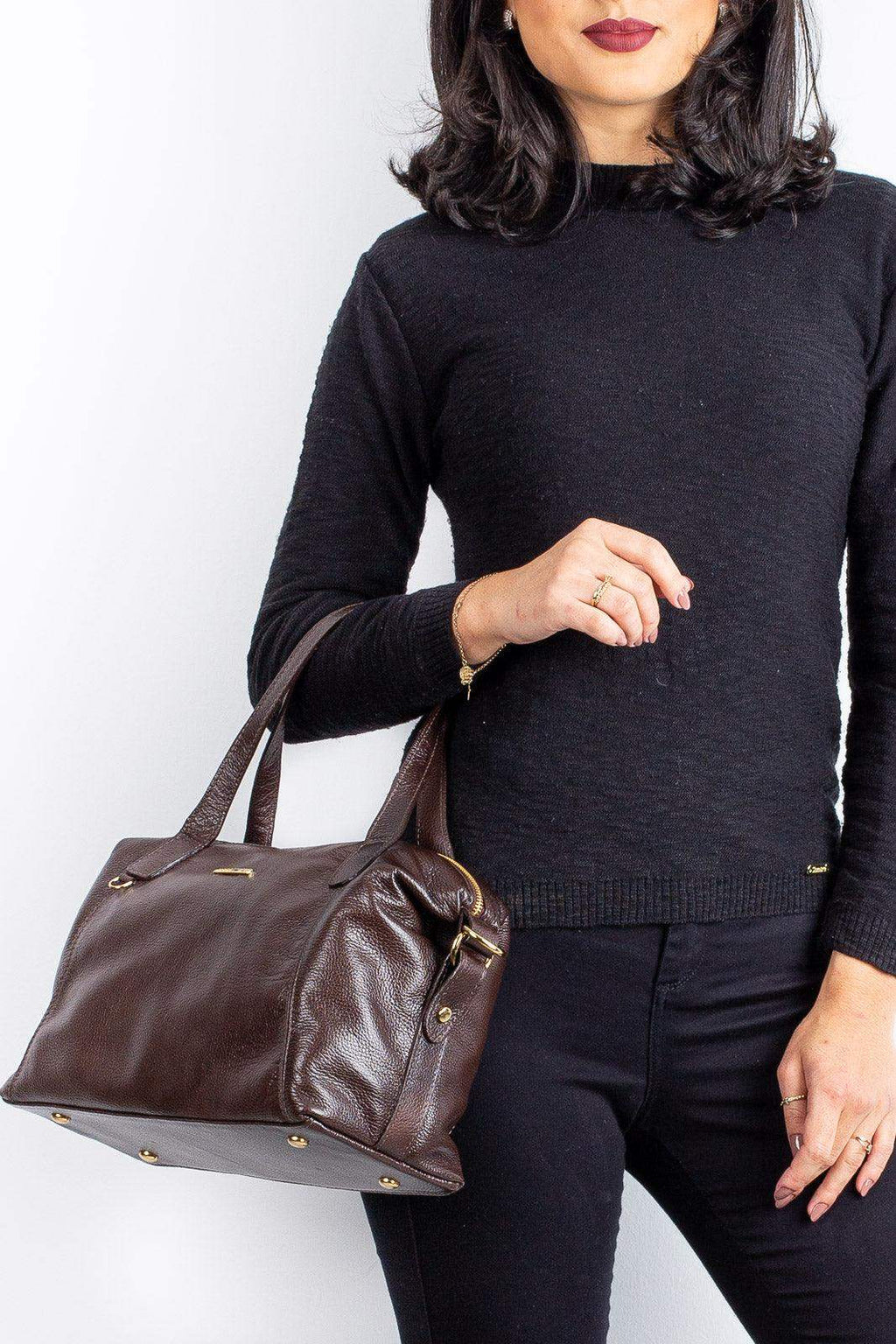 Bolsa de couro liso grande Aurora - Enluaze