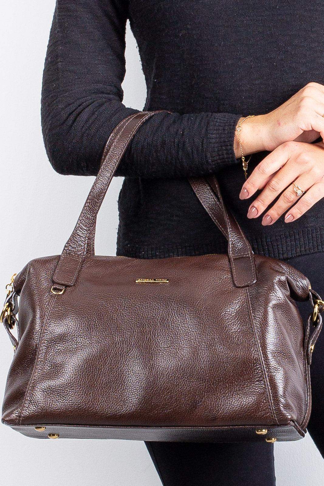 Bolsa de couro liso grande Aurora - Enluaze