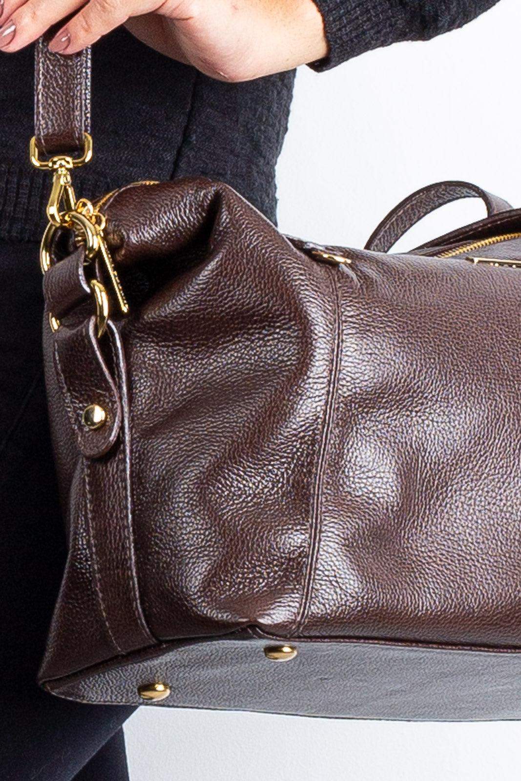 Bolsa de couro liso grande Aurora - Enluaze