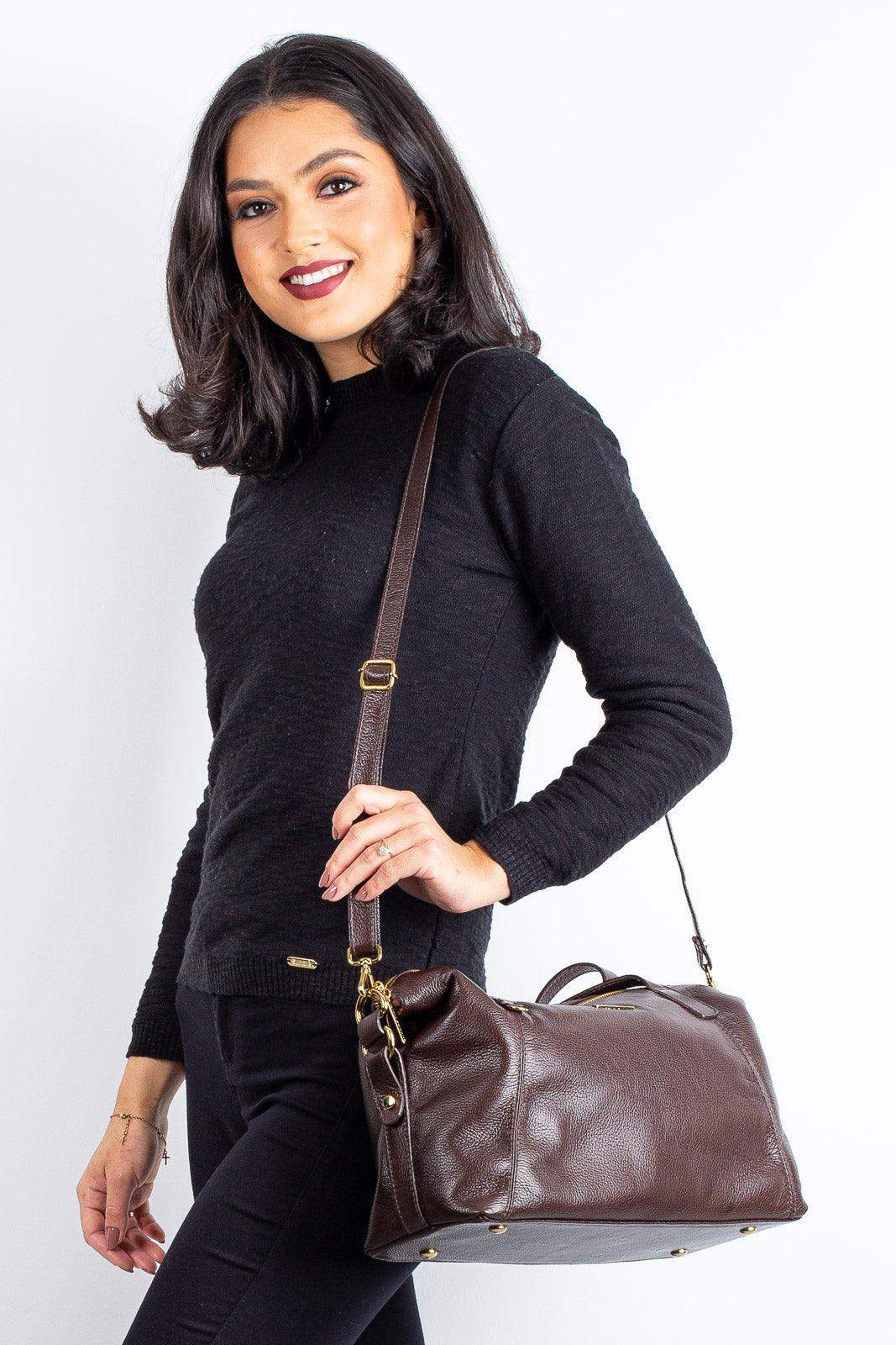 Bolsa de couro liso grande Aurora - Enluaze