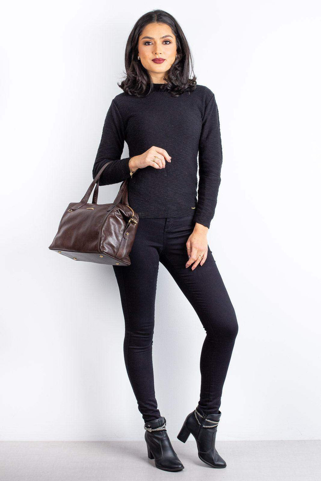 Bolsa de couro liso grande Aurora - Enluaze