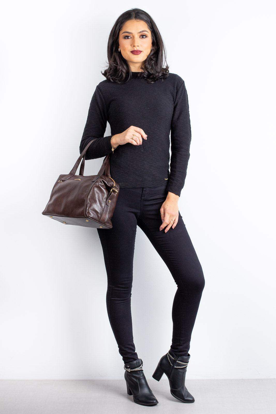 Bolsa de couro liso grande Aurora - Enluaze