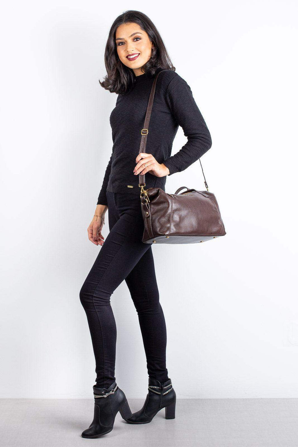 Bolsa de couro liso grande Aurora - Enluaze