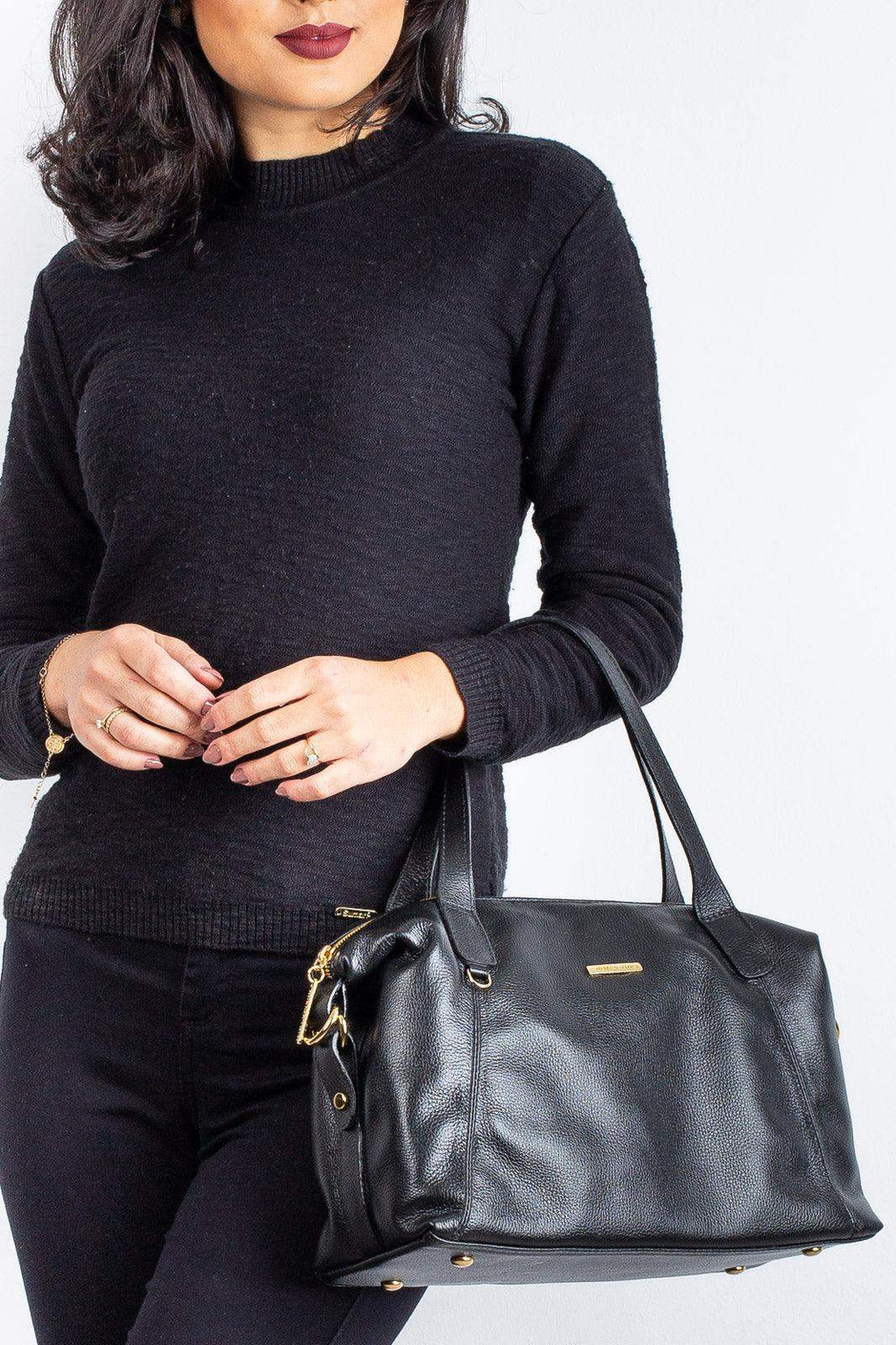 Bolsa de couro liso grande Aurora - Enluaze