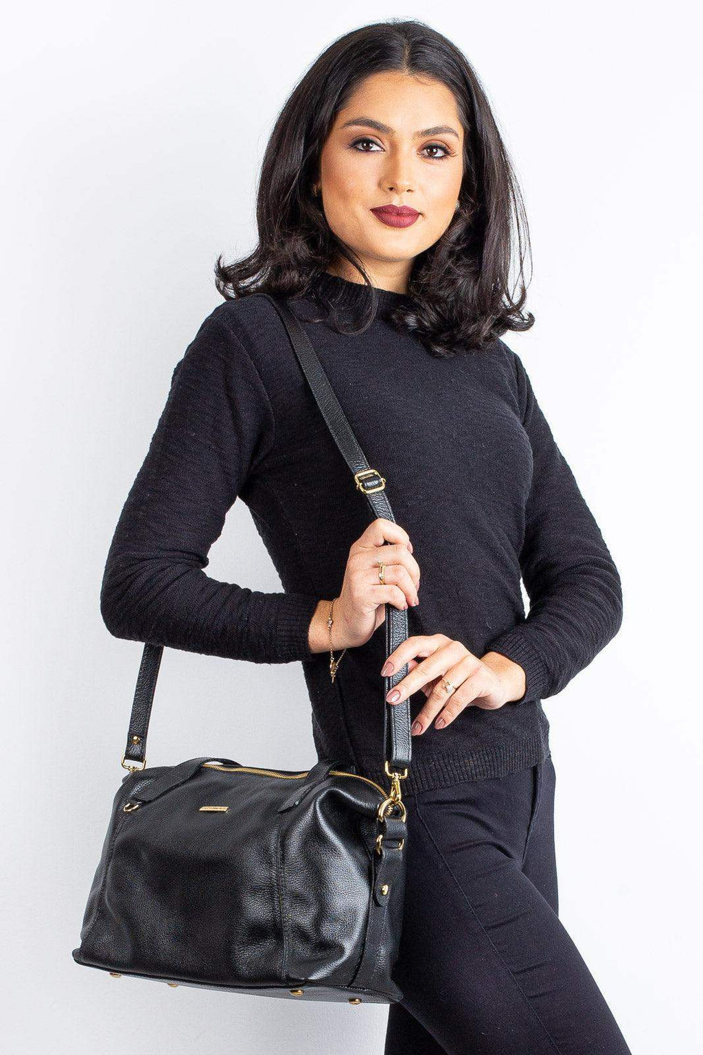 Bolsa de couro liso grande Aurora - Enluaze