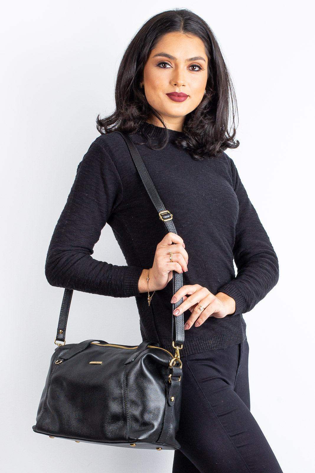 Bolsa de couro liso grande Aurora - Enluaze