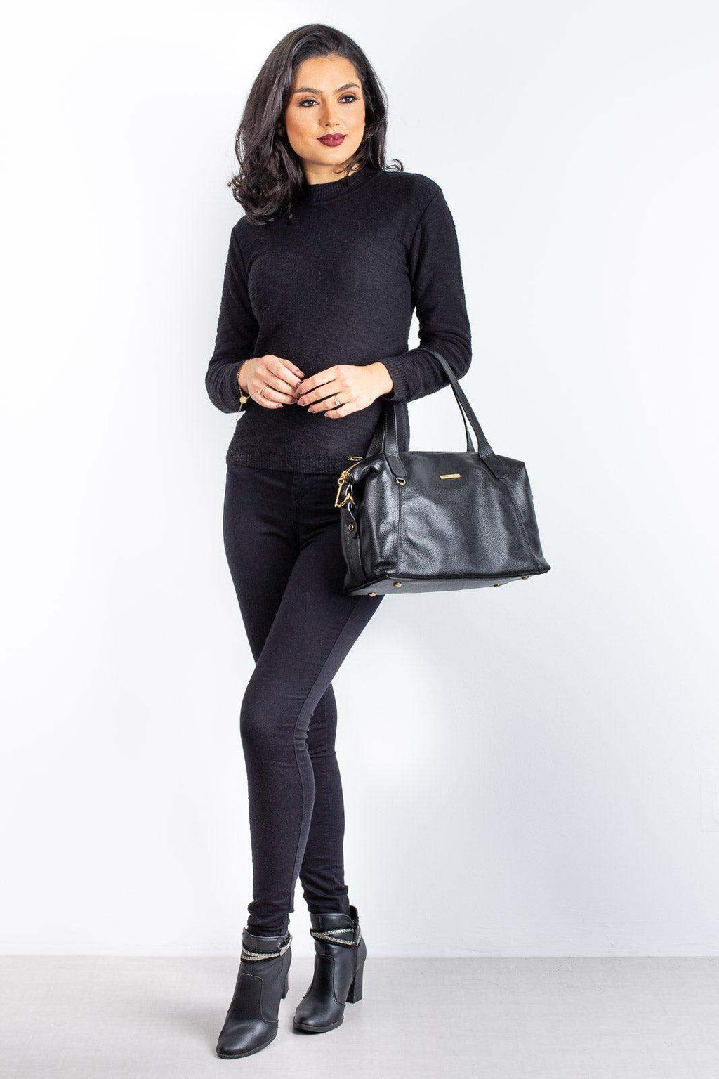 Bolsa de couro liso grande Aurora - Enluaze