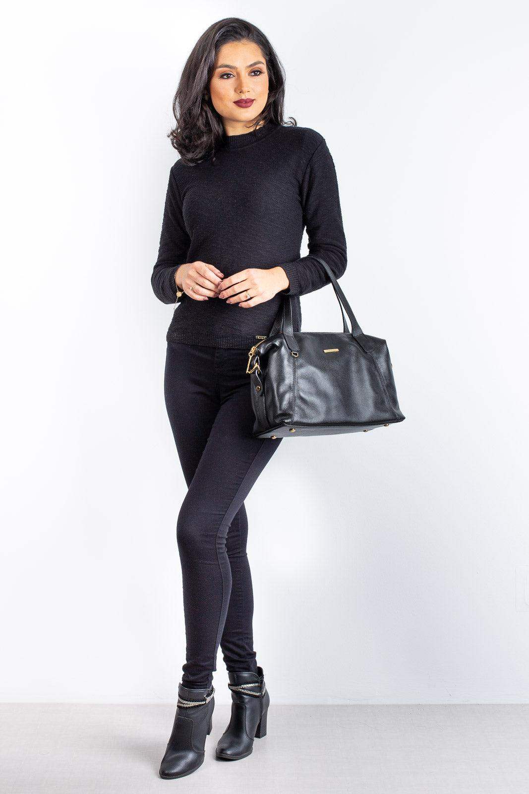 Bolsa de couro liso grande Aurora - Enluaze