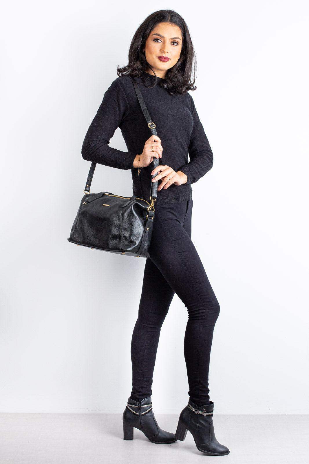 Bolsa de couro liso grande Aurora - Enluaze