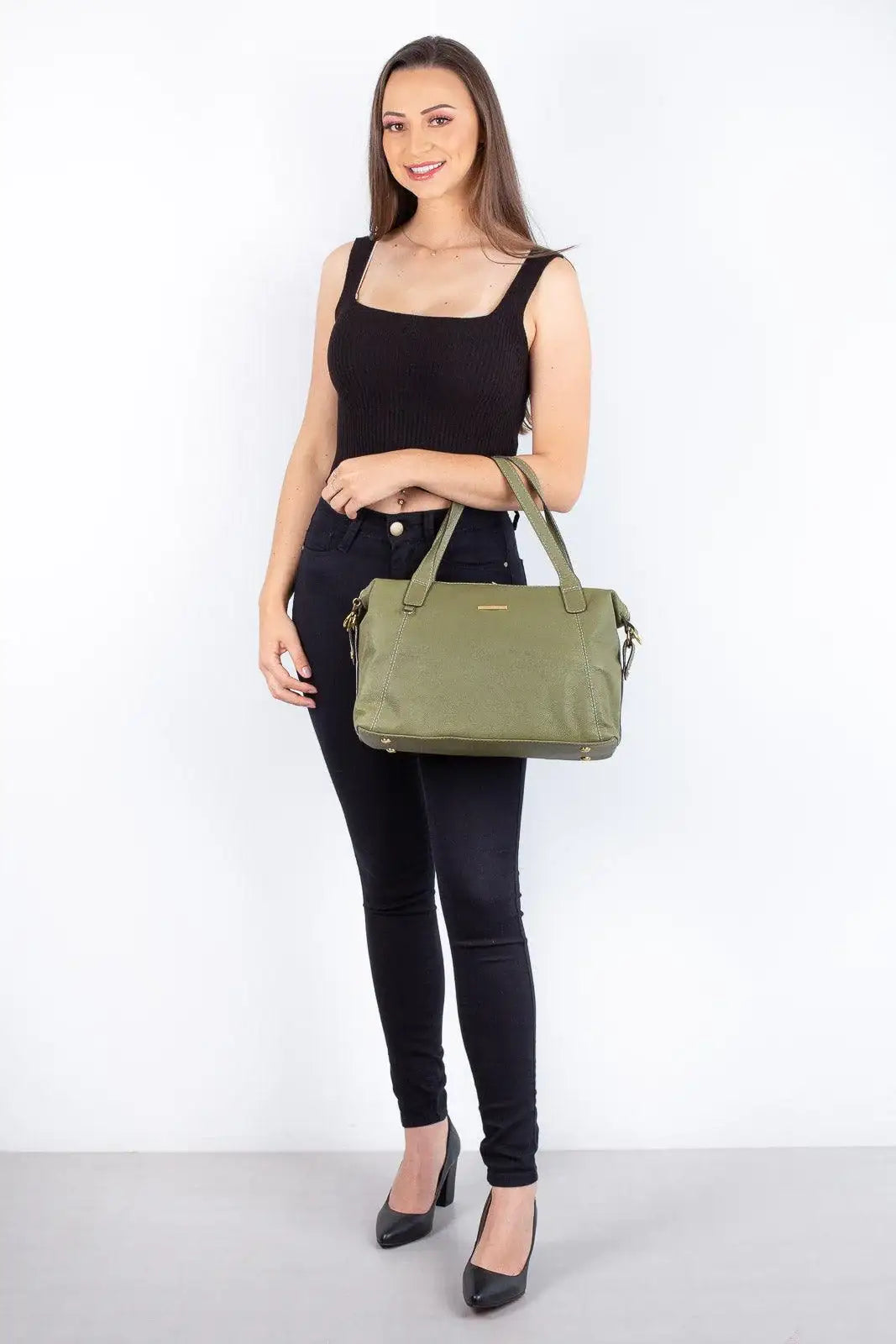 Bolsa de couro liso grande Aurora - Enluaze