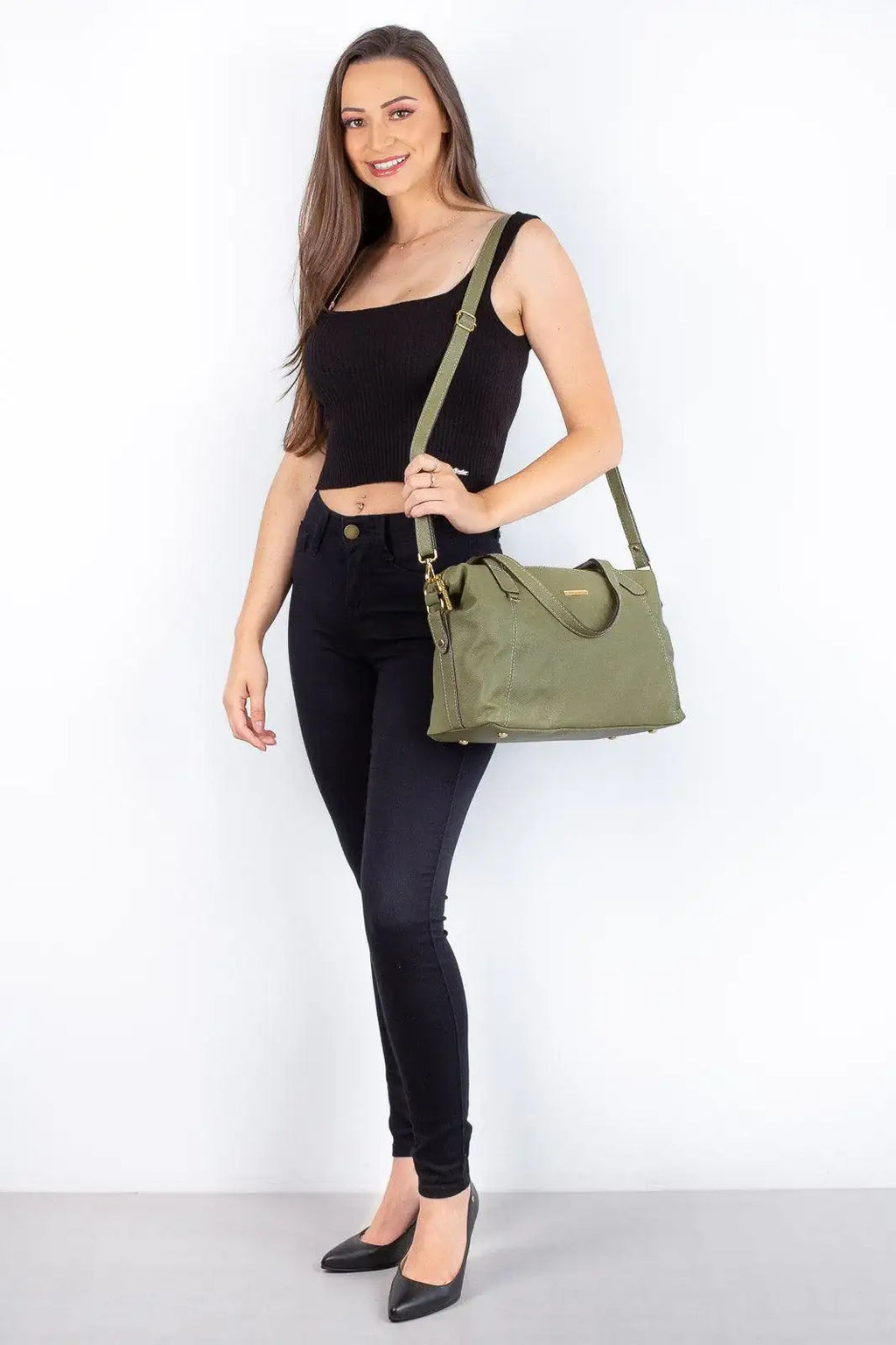 Bolsa de couro liso grande Aurora - Enluaze