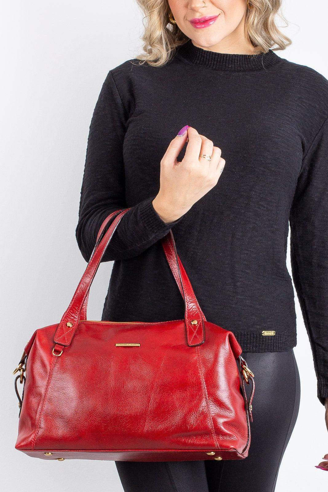 Bolsa de couro liso grande Aurora - Enluaze