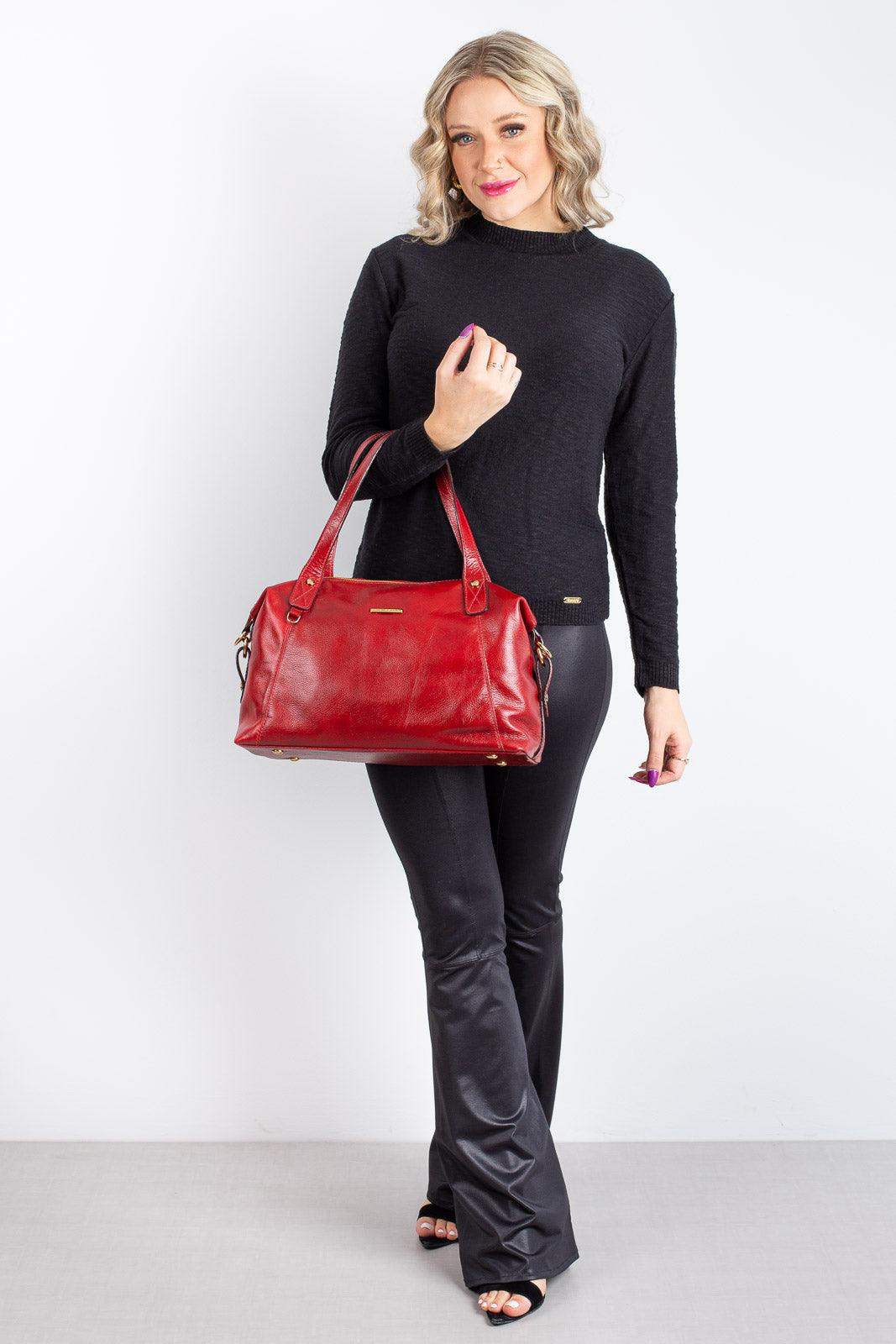 Bolsa de couro liso grande Aurora - Enluaze