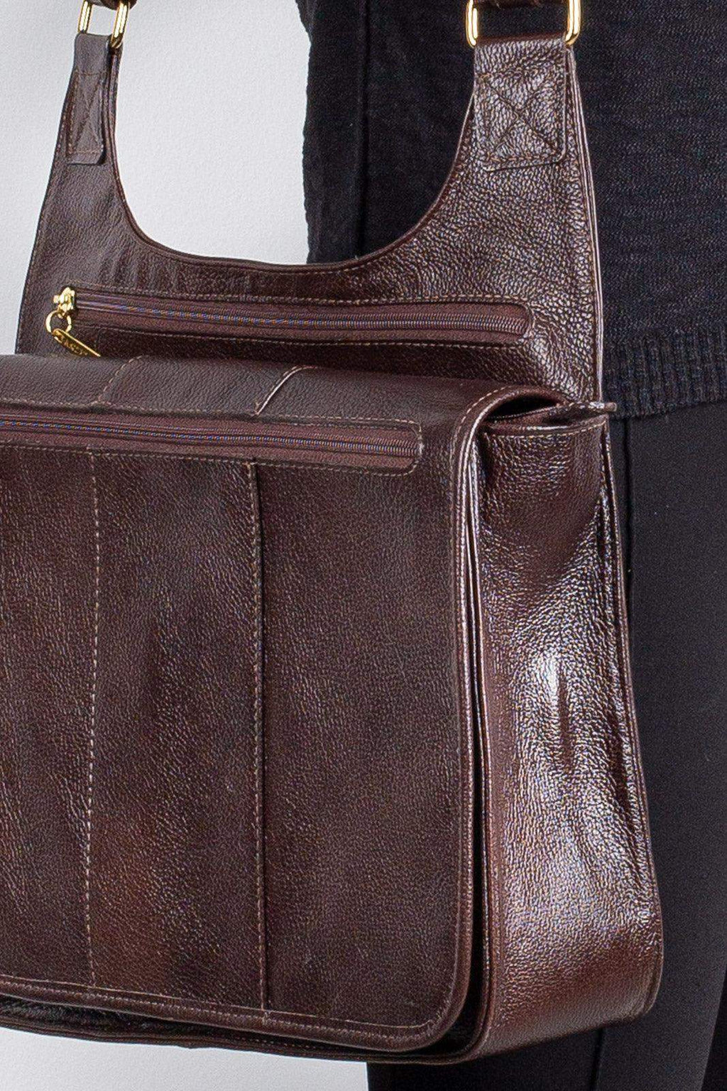 Pasta carteiro de couro liso Jéssica - Enluaze