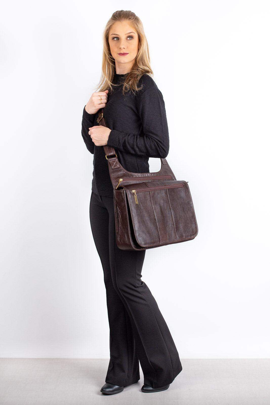 Pasta carteiro de couro liso Jéssica - Enluaze