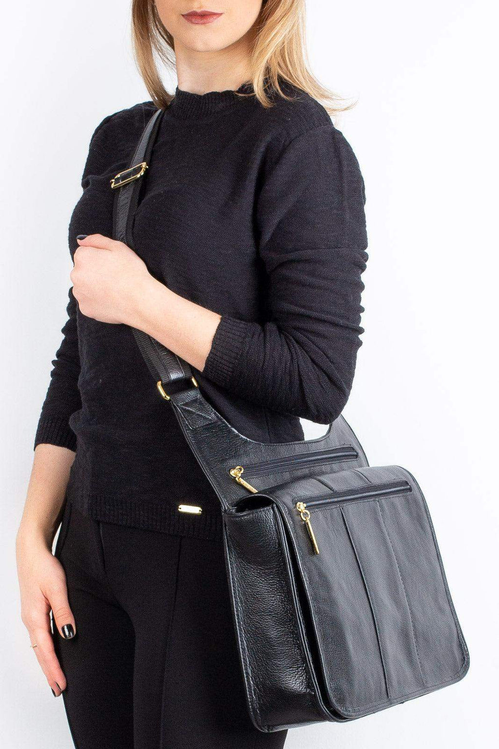 Pasta carteiro de couro liso Jéssica - Enluaze