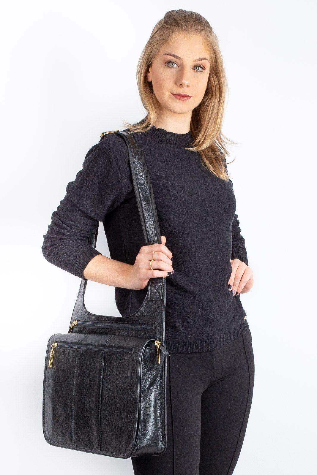 Pasta carteiro de couro liso Jéssica - Enluaze