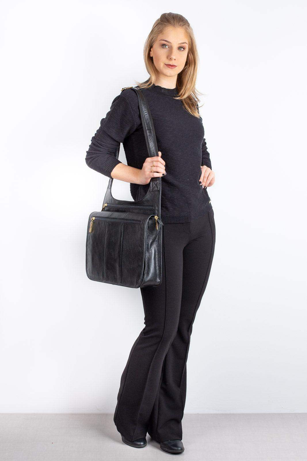 Pasta carteiro de couro liso Jéssica - Enluaze