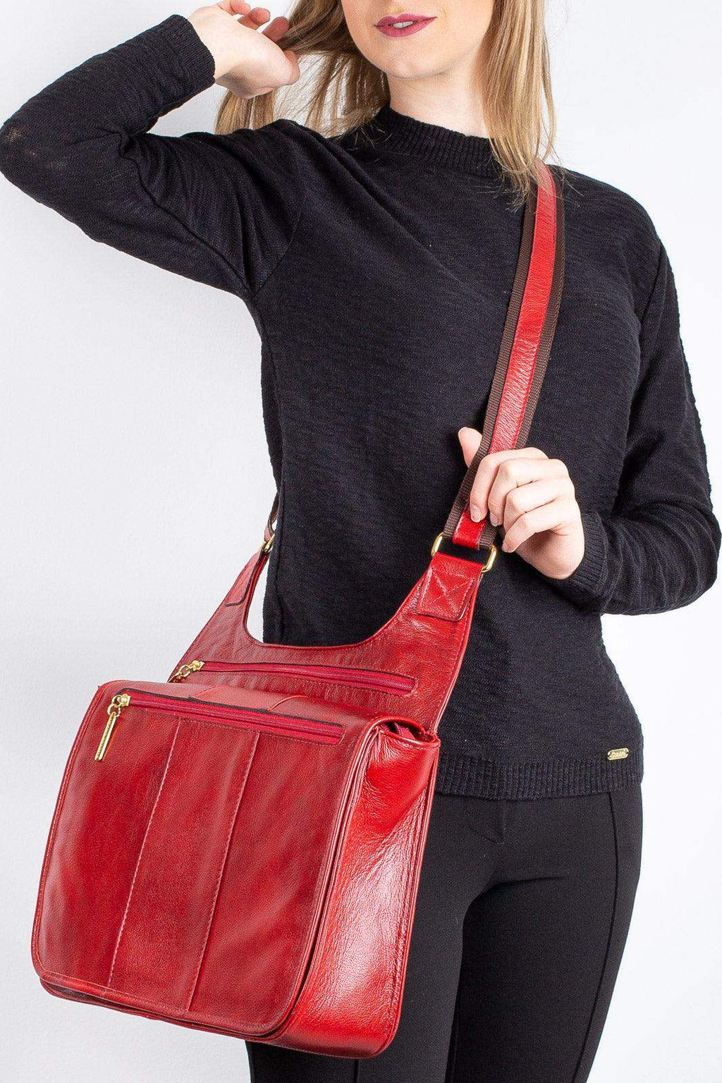 Pasta carteiro de couro liso Jéssica - Enluaze