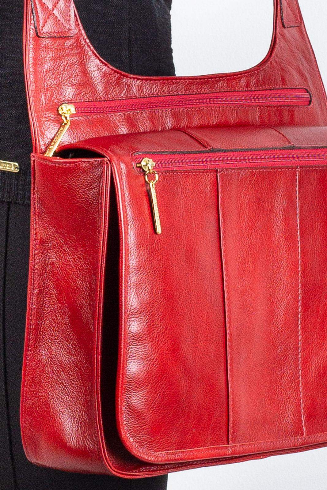 Pasta carteiro de couro liso Jéssica - Enluaze