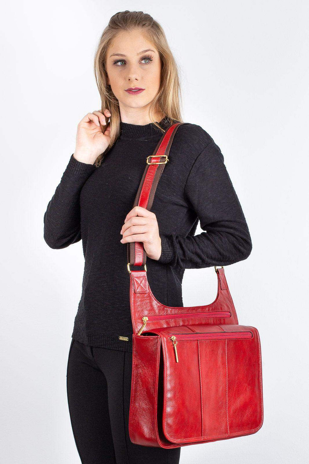 Pasta carteiro de couro liso Jéssica - Enluaze